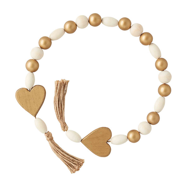 MudPie 40990030H Heart Gold and Wood Beads