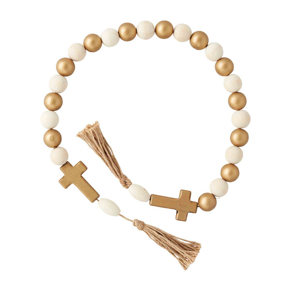 MudPie 40990030C Cross Gold and Wood Beads