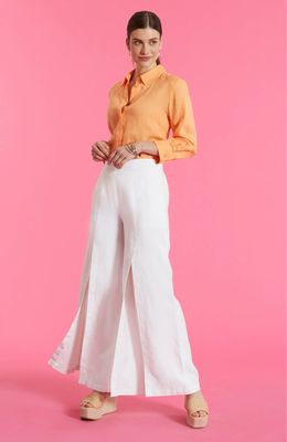 Tyler Boe 51001A Linen Slit Front Pant-white