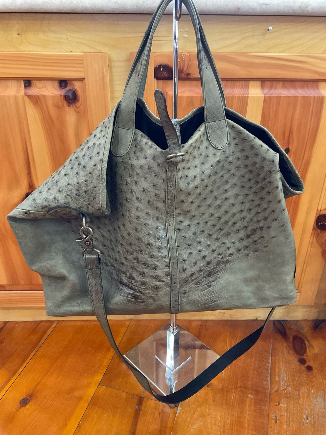 Juan Antonio 449 Olive Green Ostrich Travel Tote