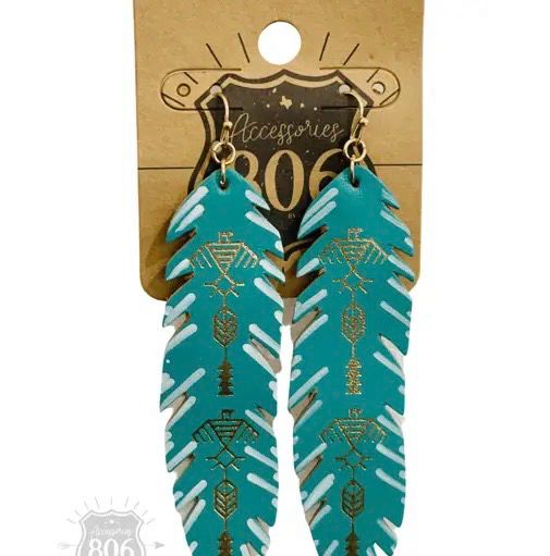 806 Accessories 806-E400 Turquoise Leather feather