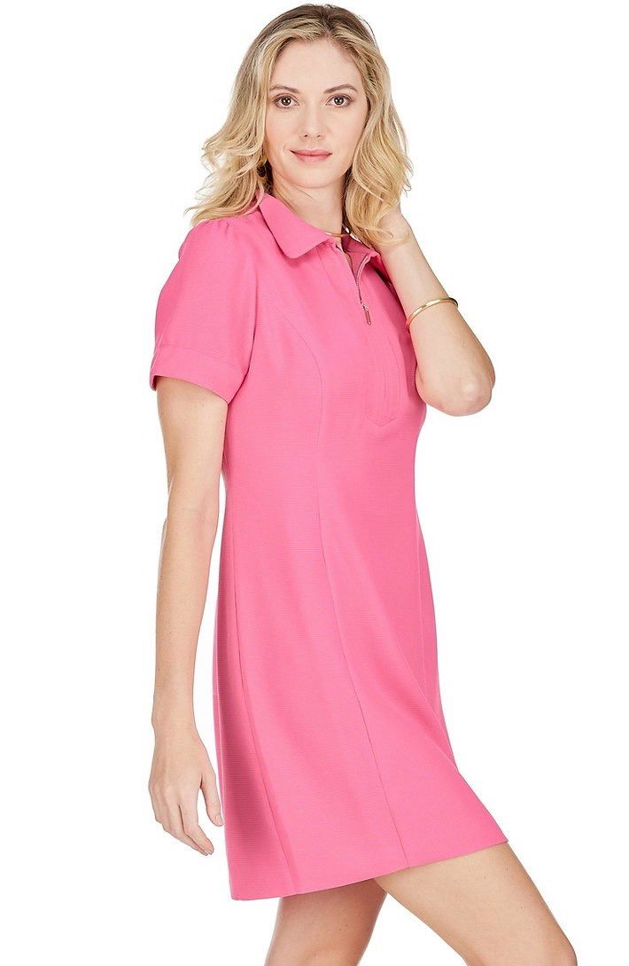 Jade 68F5003 Pink Front Zip Fitted dress