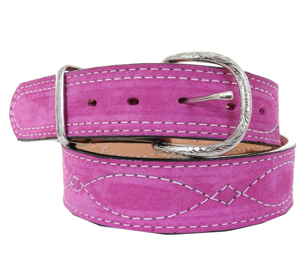 Double J B1198C Suede Belt-Hot Pink