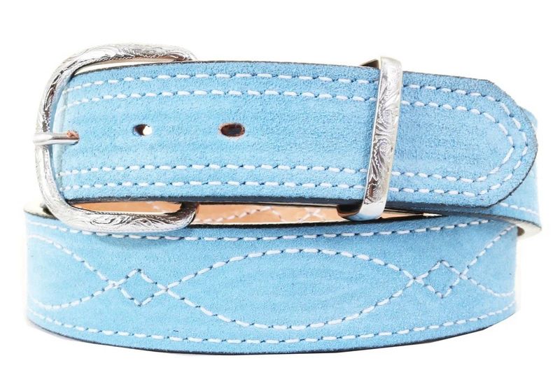 Double J B1223 Suede Belt-Powder Blue