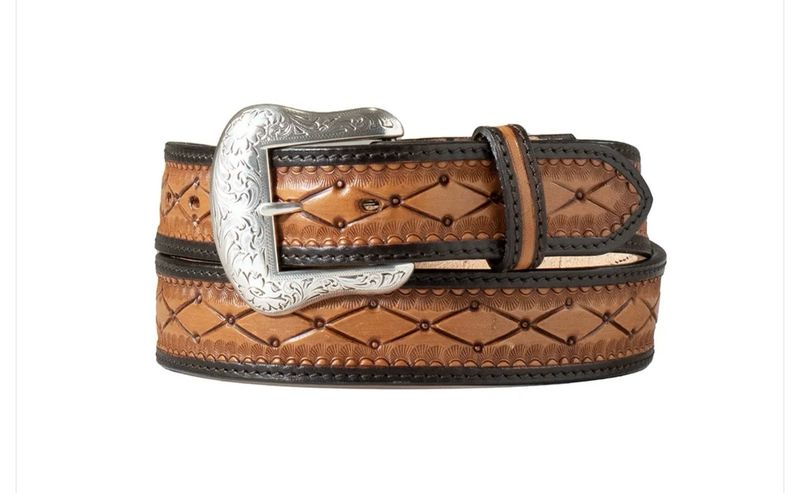 Nocona N210007702 Leaf 2Tone Brown Men&#39;s Belt