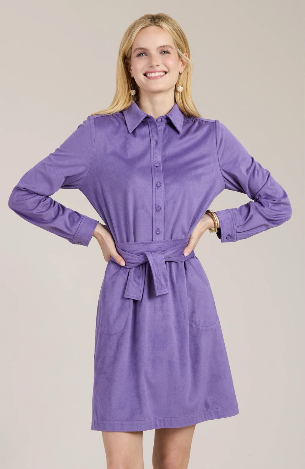 Tyler Boe 73005BB Ziva FauxSuede Shirtdress-violet