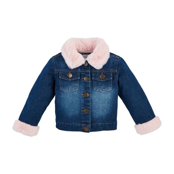 Mudpie 11080169 Denim Jacket w/Pink fur