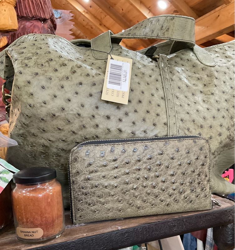 Juan Antonio 0091 Large Zip Around Wallet Olive Green Ostrich 