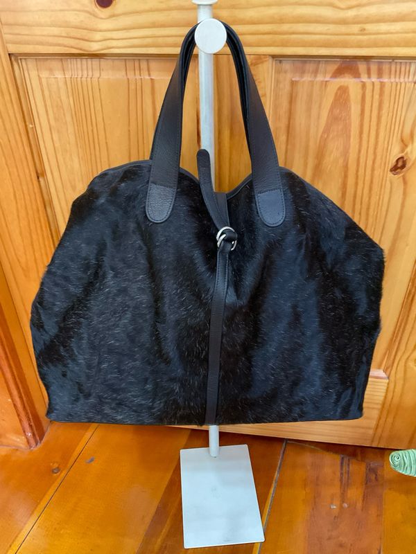 Juan Antonio 449H Bag Hair On Blk Italian Blk Leather 