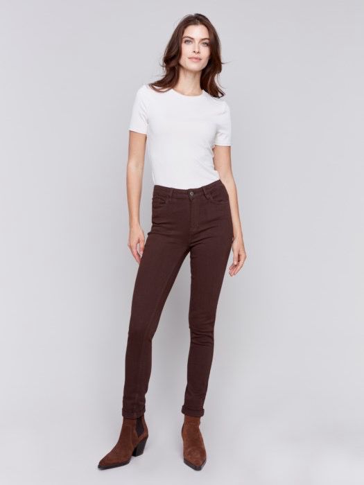 Charlie B C5309X/188B Twill Jeans w/cuff-Mocha