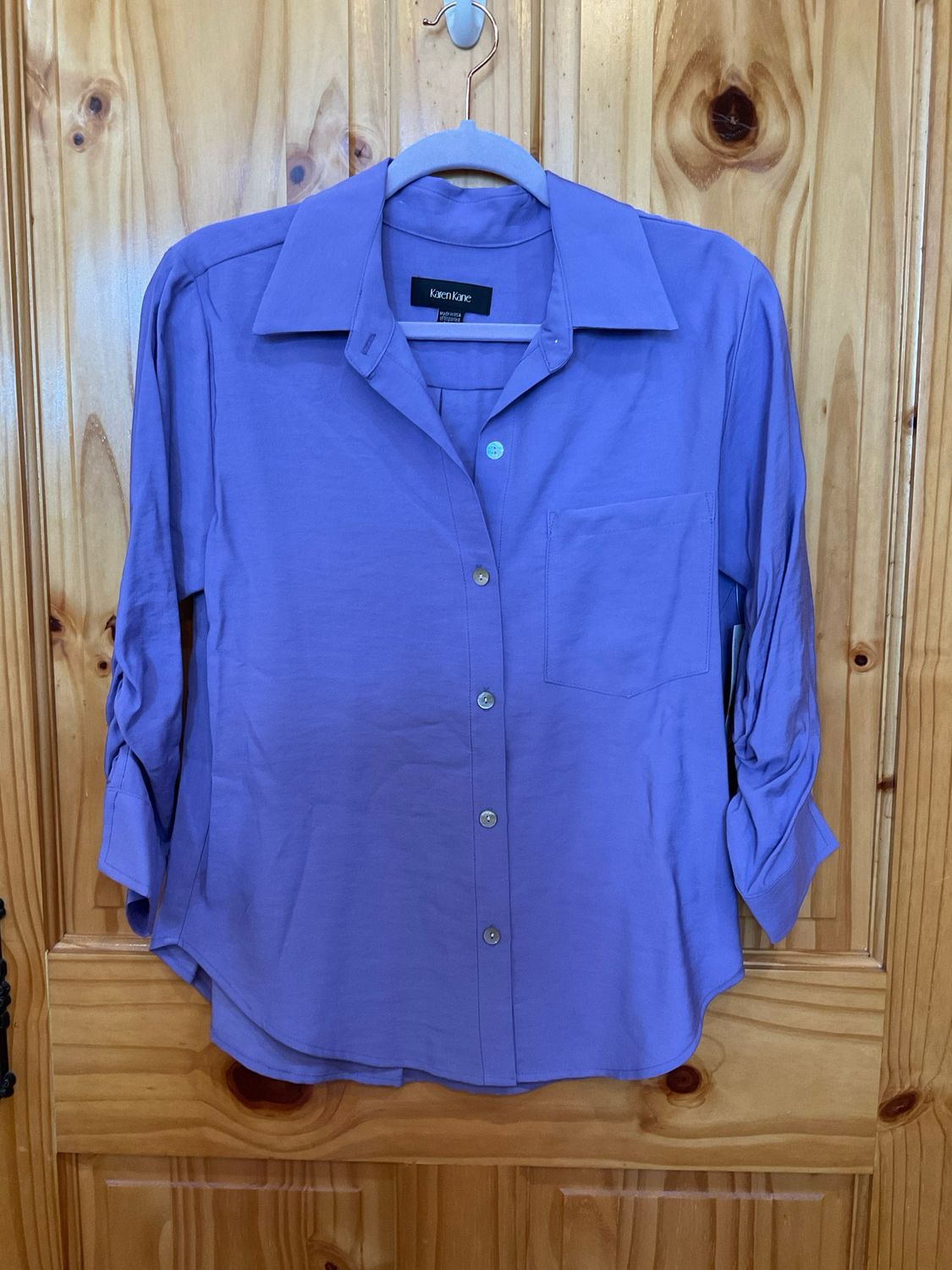 Karen Kane 3L14500 Ruched Slv. Shirt-Lavender