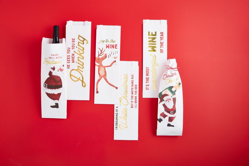 Mudpie 48600209 Christmas Paper Wine Bag