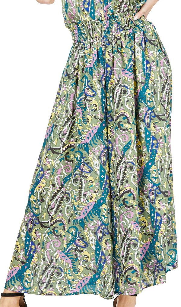 Joy Joy 69H7479 Wide Leg Culotte-Jungle print