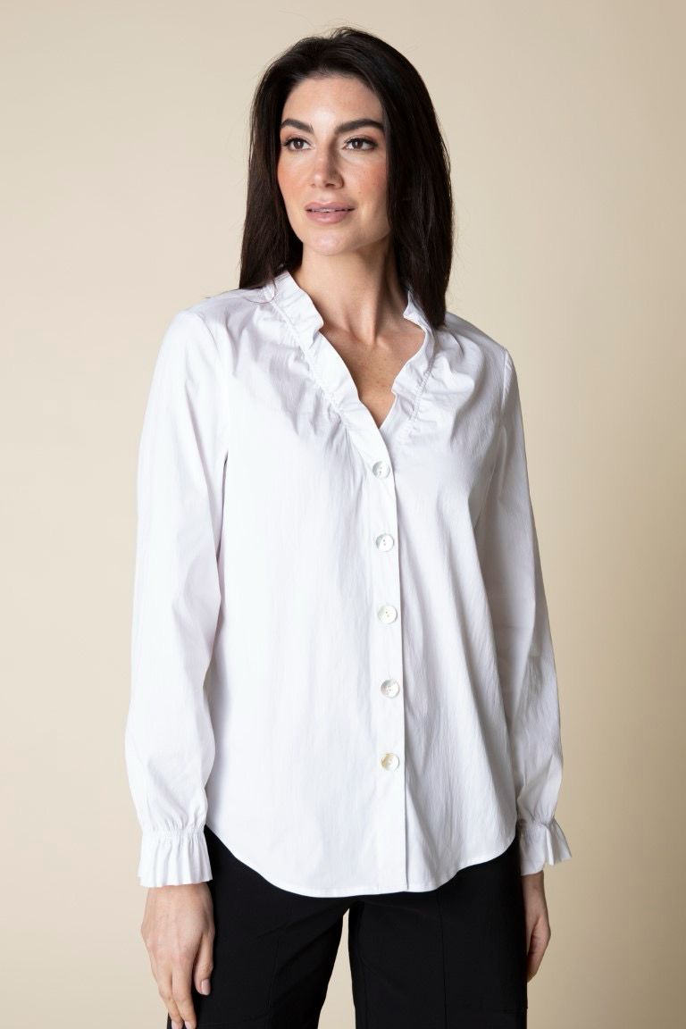 Habitat 15070 Travel Ruched Collar Shirt White