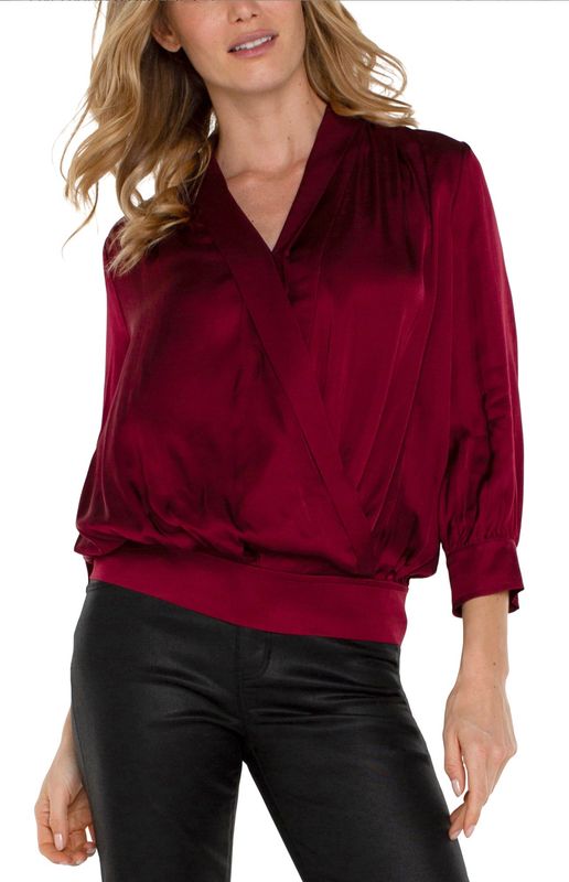 Liverpool LM8E04VS1 Shawl Wrap Front Maroon Blouse
