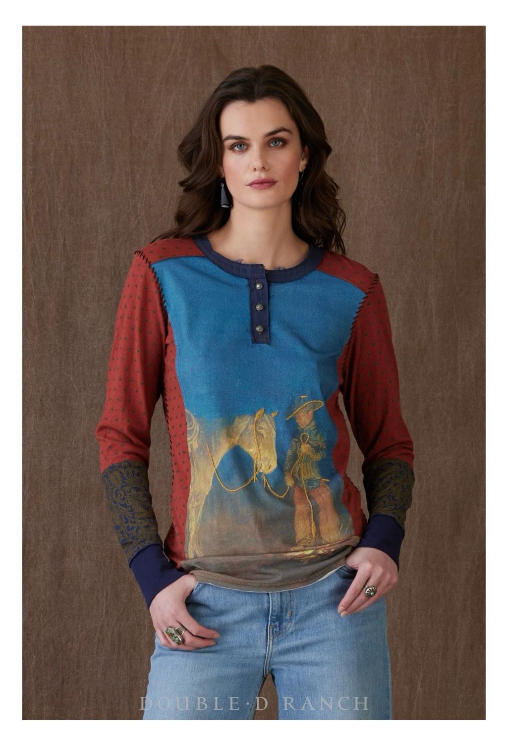 Double D T3997 Lone Cowboy Tee-Ember