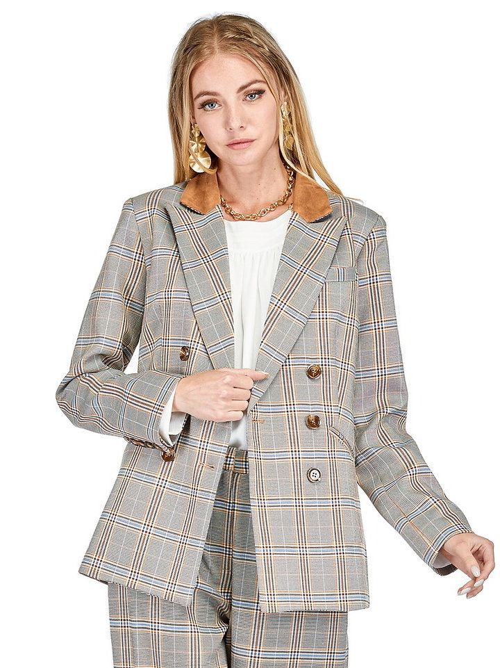 Jade 70J5040 Brown Plaid Jacket