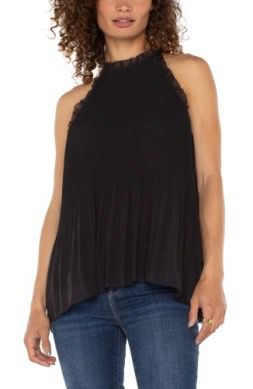 Liverpool LM8E49HD4 Sleeveless Pleated Halter-BK