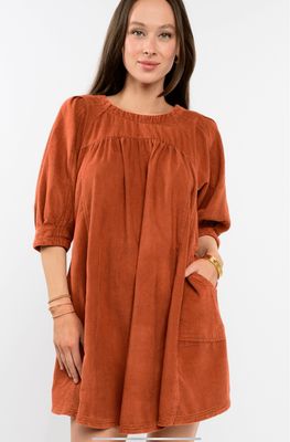 Uncle Frank 73621 Corduroy Multi Panel Dress-Rust