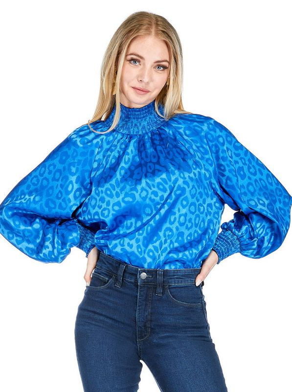Joy Joy 70K7531 Elastic Neck Top-Royal