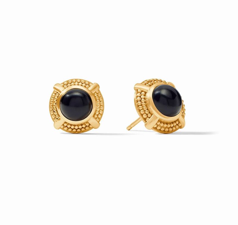 Julie Vos ER944GBO00 Cabochon Stud-Obsidian Black
