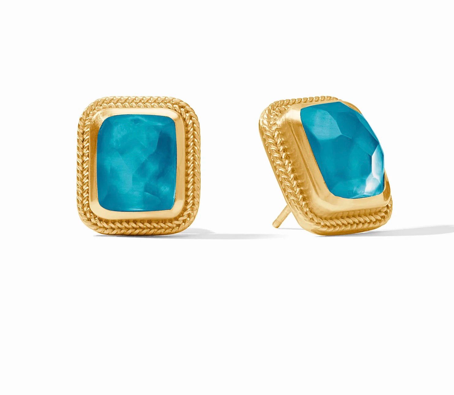 Julie Vos ER922GILN00 Cheval Stone Stud-Iridescent London Blue