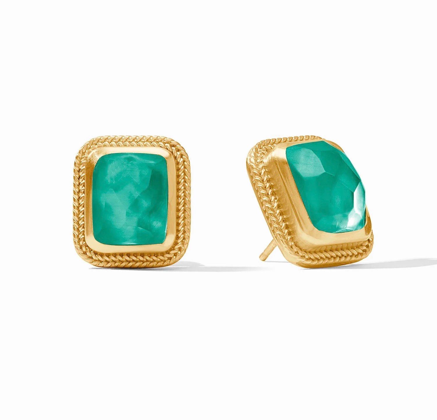Julie Vos ER922GIEG00 Cheval Stone Stud-Iridescent Emerald Green
