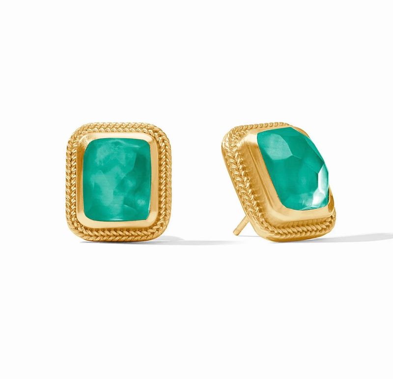 Julie Vos ER922GIEG00 Cheval Stone Stud-Iridescent Emerald Green