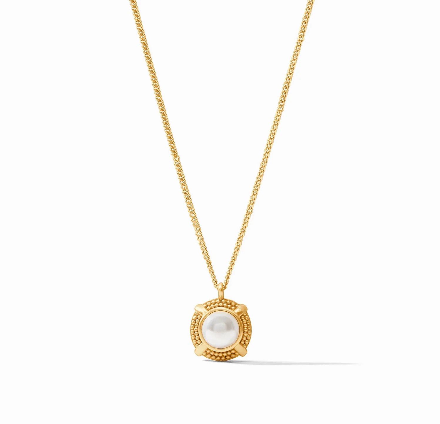 Julie Vos N518GPL00 Cabochon Solitaire Necklace -Pearl