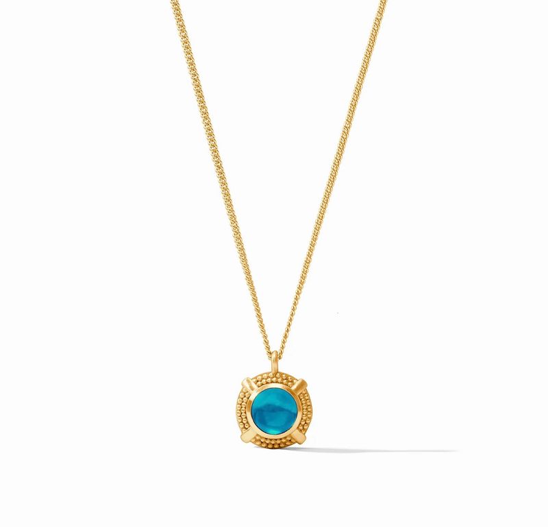 Julie Vos N518GILN00 Cabochon Solitaire Necklace -Iridescent London Blue