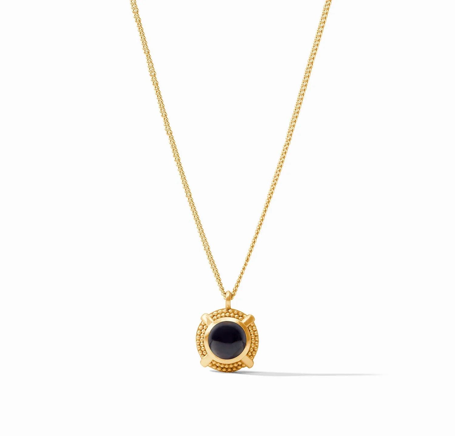 Julie Vos N518GBO00 Cabochon Solitaire Necklace -Obsidian Black