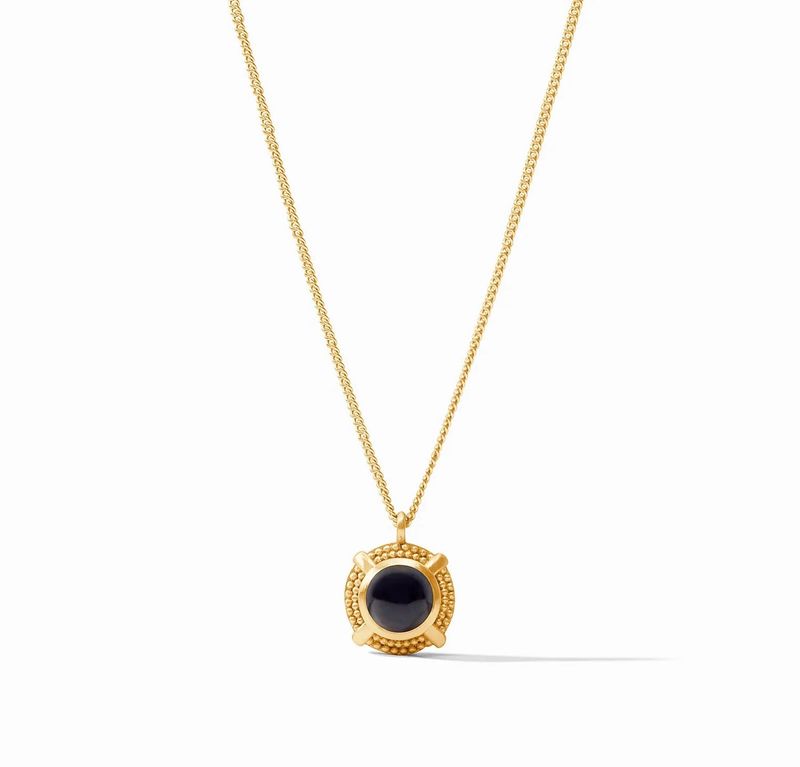 Julie Vos N518GBO00 Cabochon Solitaire Necklace -Obsidian Black