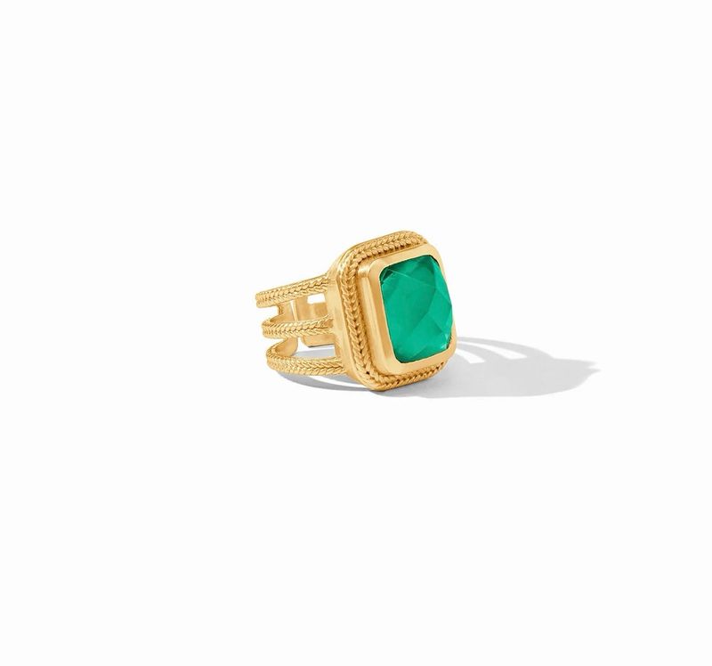 Julie Vos R212GIEG-8 Cheval Statement Ring-Iridescent Emerald Green