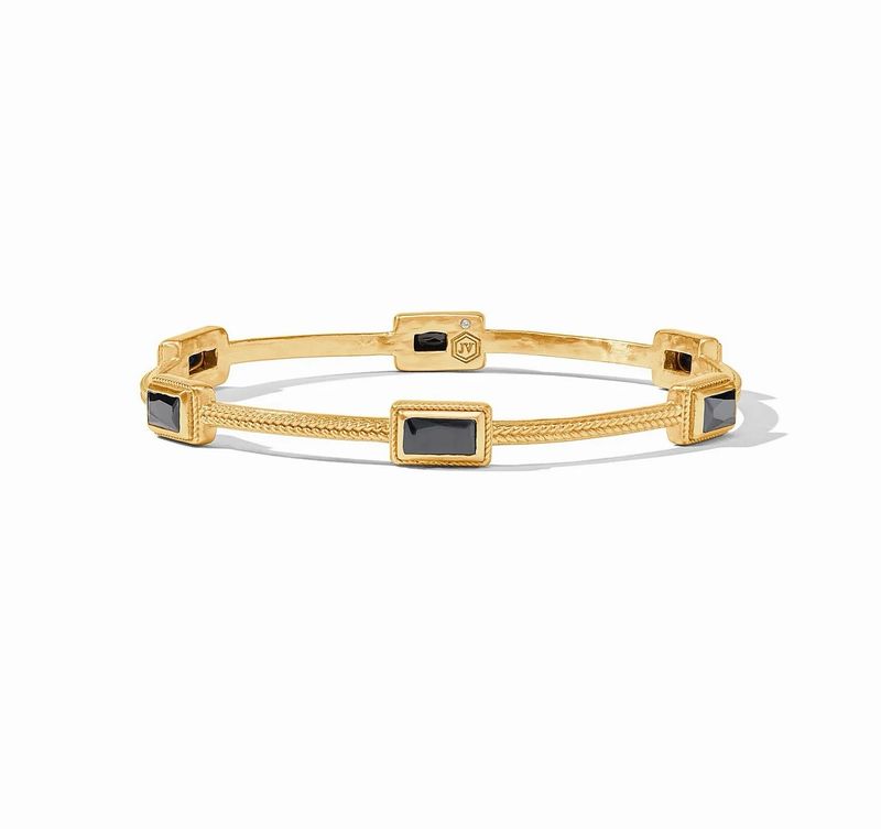 Julie Vos BG309GBO-M Baguette Bangle -Obsidian Black