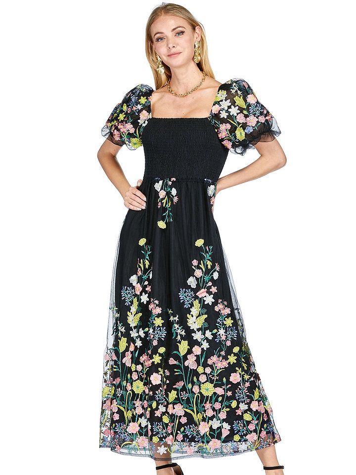 Jade 70K5102 Embroidered Nap Dress-Black