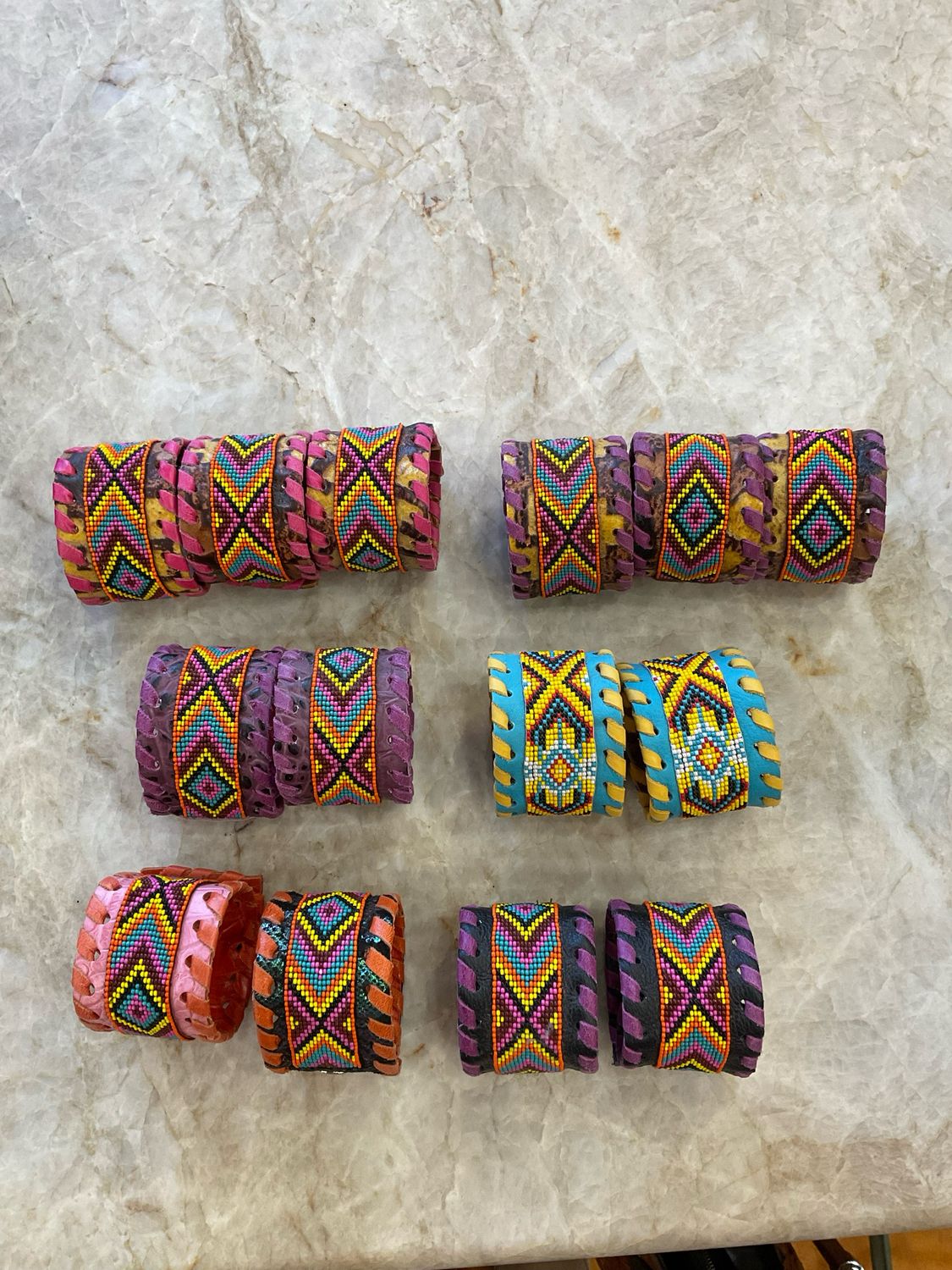 Kurtmen Asst Leather Beaded Cuffs 