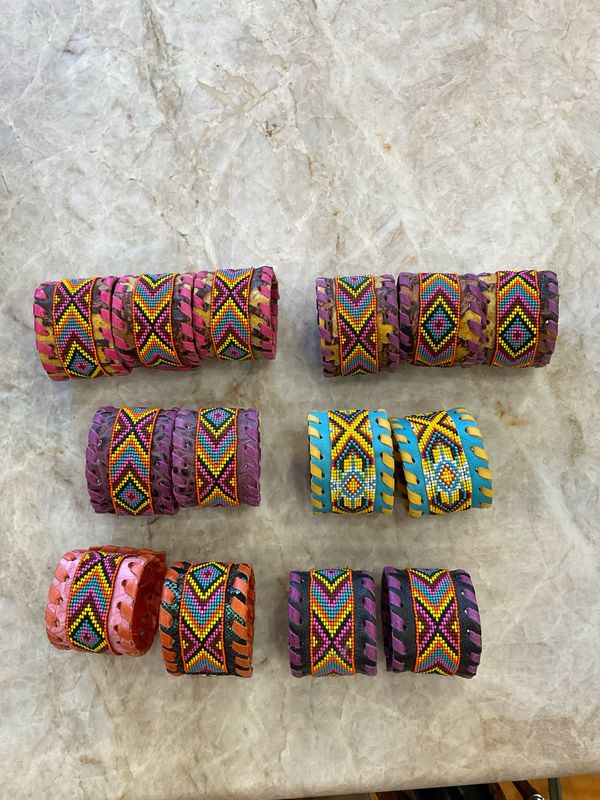 Kurtmen Asst Leather Beaded Cuffs 