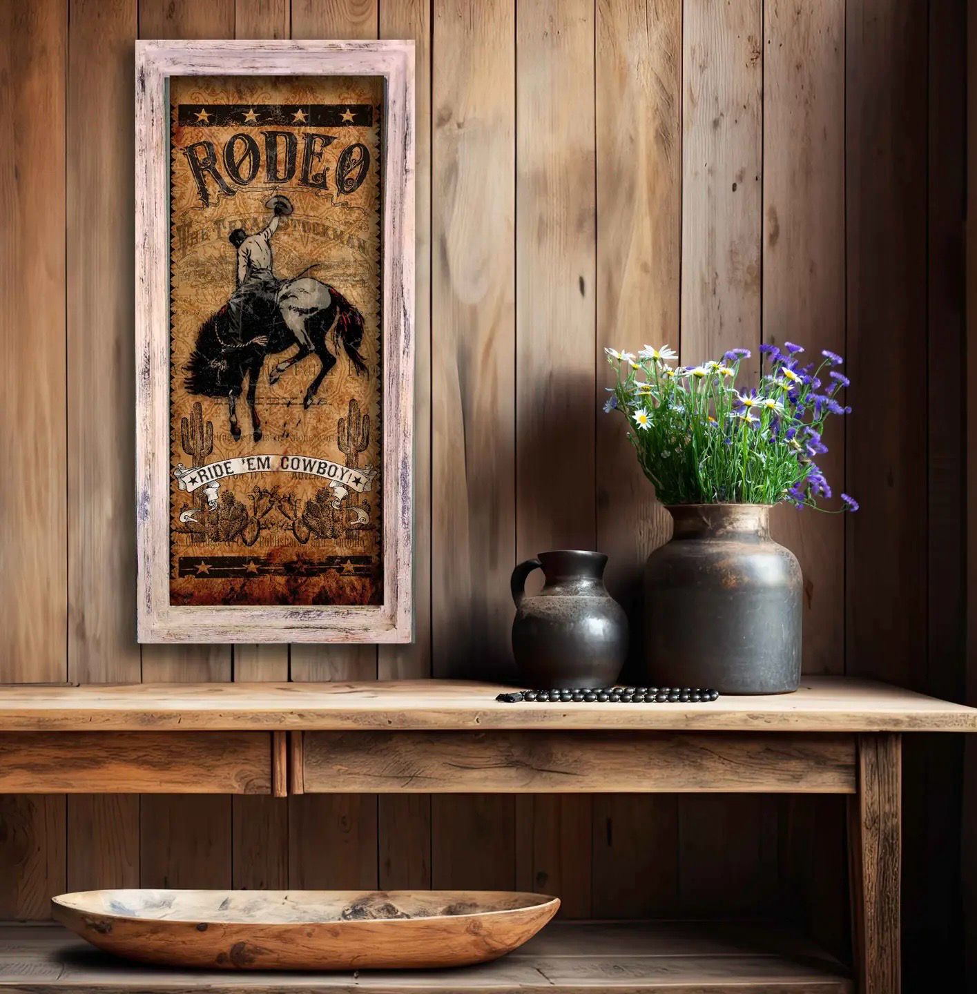 TroubleMaker Trading Company Ride&#39;em Cowboy 18x36 Rectangle Artwork