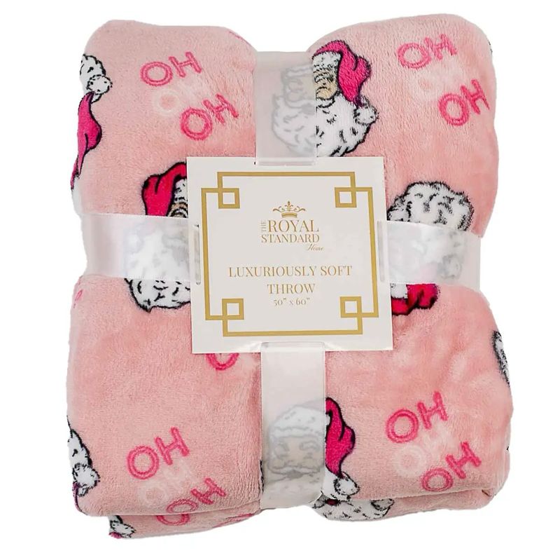 The Royal Standard 117824018 HoHoHo Santa Throw Pink