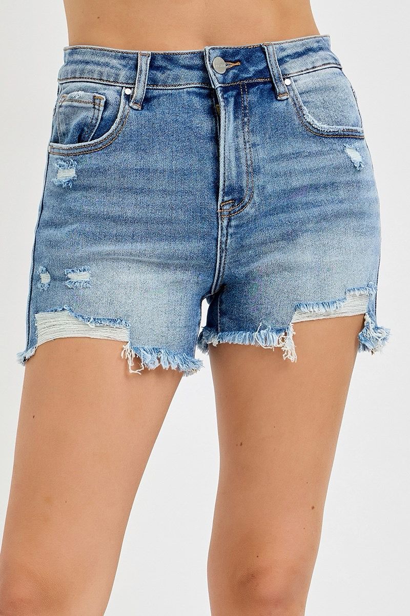Risen RDS6089 Hi Rise Distressed Shorts