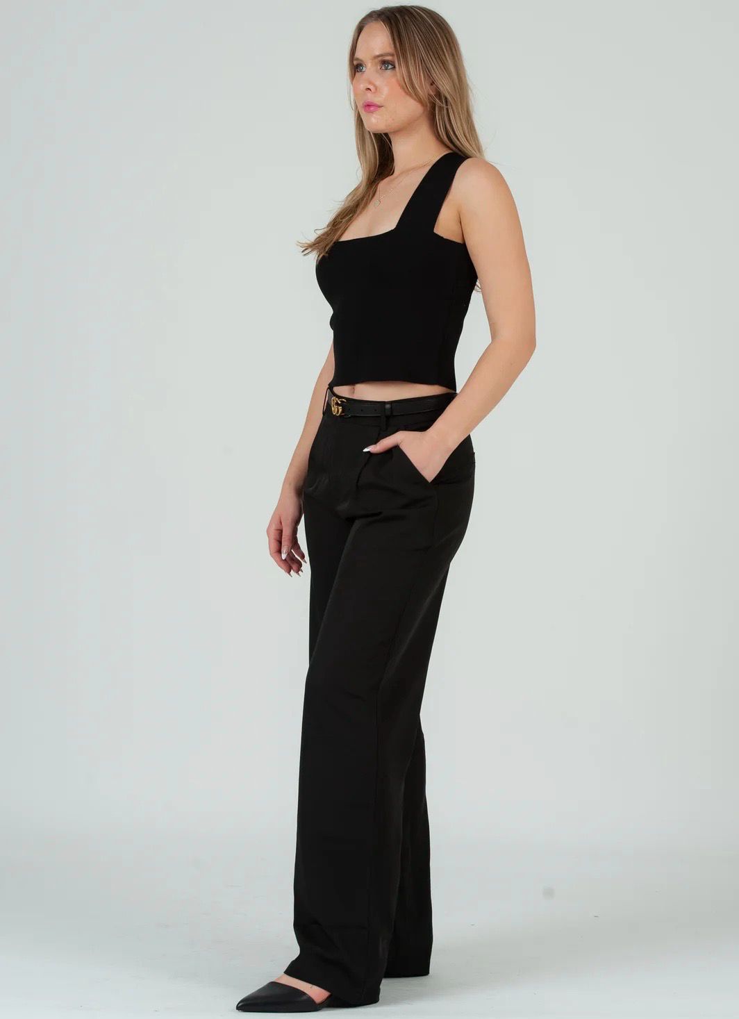 Lucca LCS0290 Knit Tank Top-Black