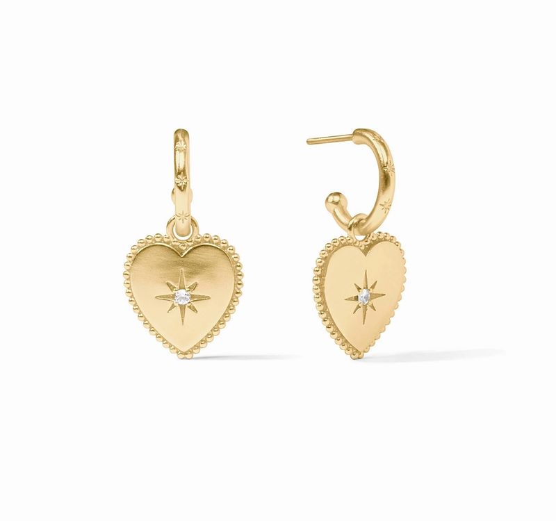 Julie Vos ER963GCZ00 Heart Hoop and Charm Earring-Cubic Zirconia