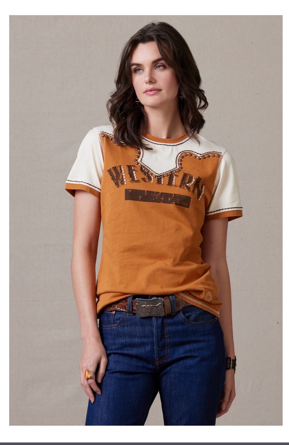 Double D T4026 Western Tee-Pecan