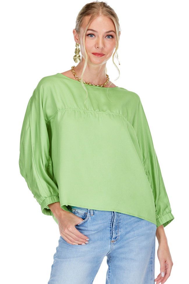 Joy Joy 71A4880 Batwing Pullover Top-Green