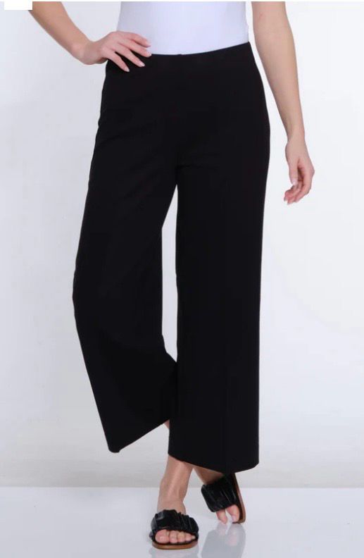 Slimsation M15707PM Wide Leg Ponte Crop-Black