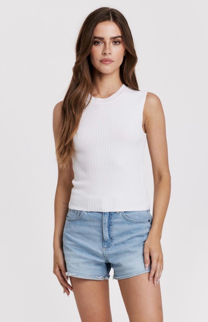 Another Love VCSW3183WHT Stirling Ribbed Tank-Whit