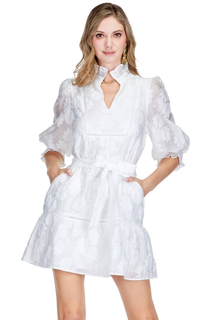 Jade 71A9877-2 High Neck Trimmed Dress-White