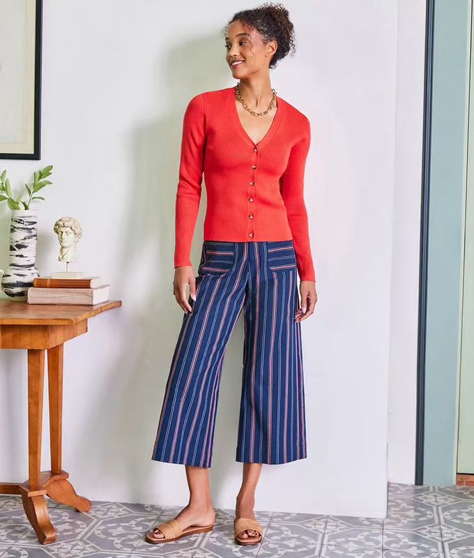 Karen Kane 1L30100 Cropped Pant-Stripe