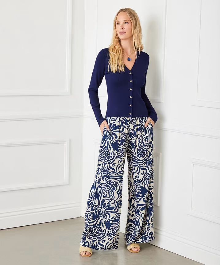 Karen Kane 1L89948 Ribbed Cardigan -Navy