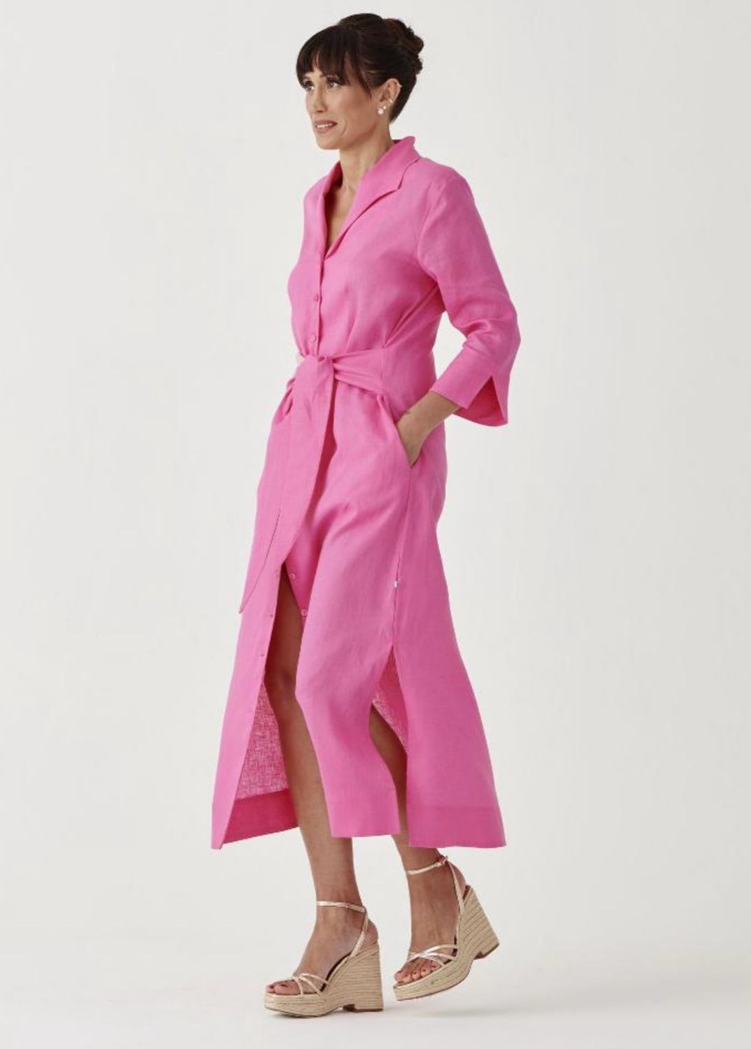 Perlavera 011A24 Lara Linen Slim Fit Maxi-Rose